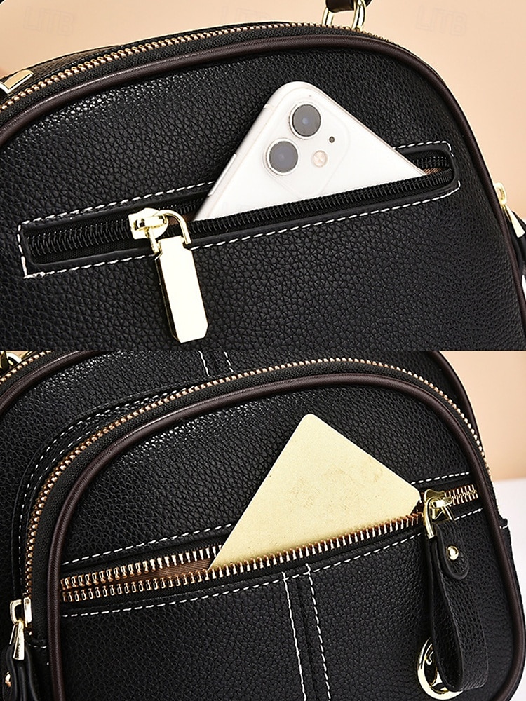 borsa a tracolla da donna in similpelle rossa con tracolla regolabile, più scomparti con cerniera e design compatto: perfetta per lavoro, viaggi e uso quotidiano del 2025 a $34.99 –P7