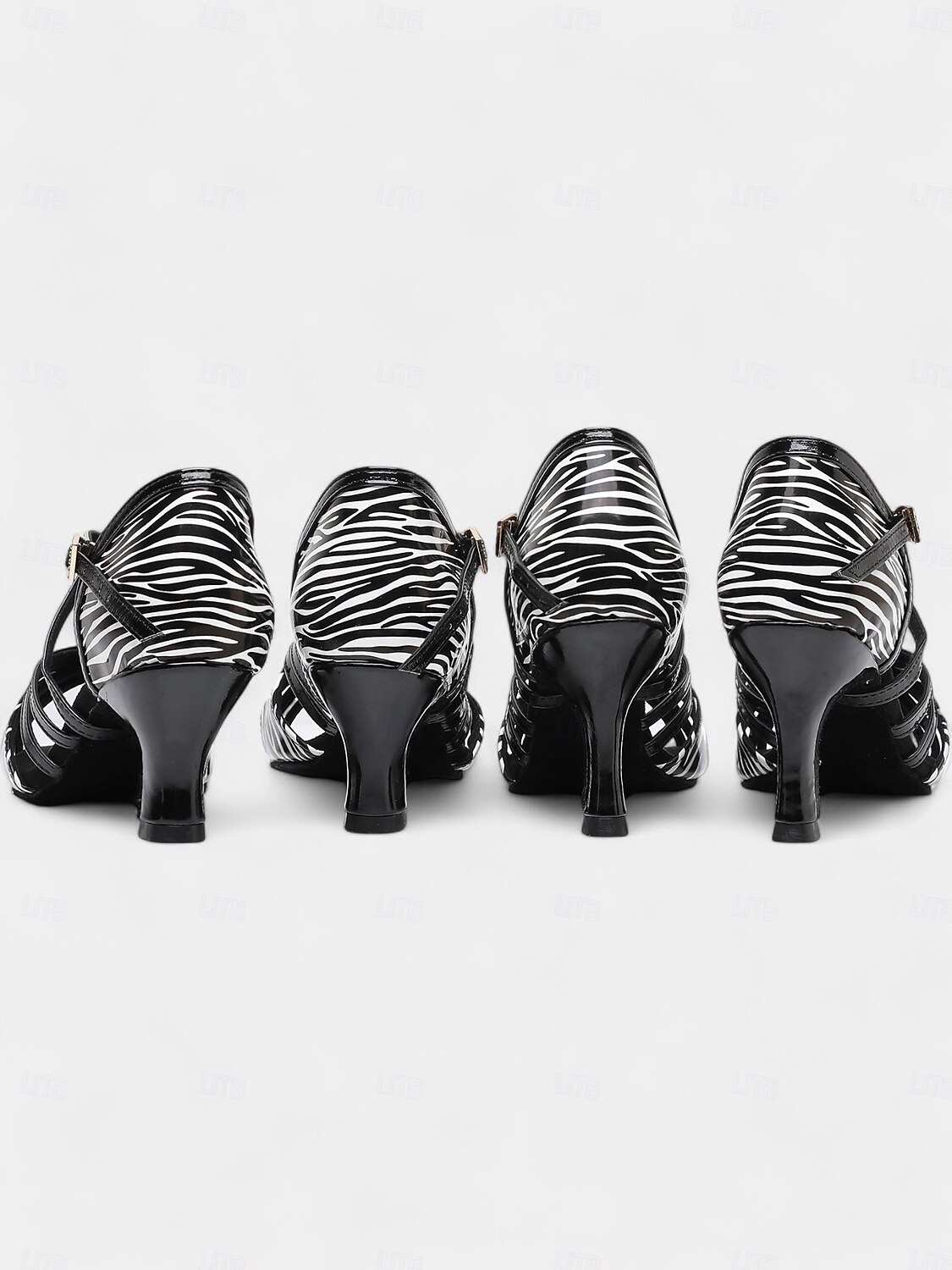 chaussures de danse latine en cuir à imprimé zèbre pour femmes avec design à lanières - idéales pour la salle de bal et la salsa de 2025 ? $34.99 –P5