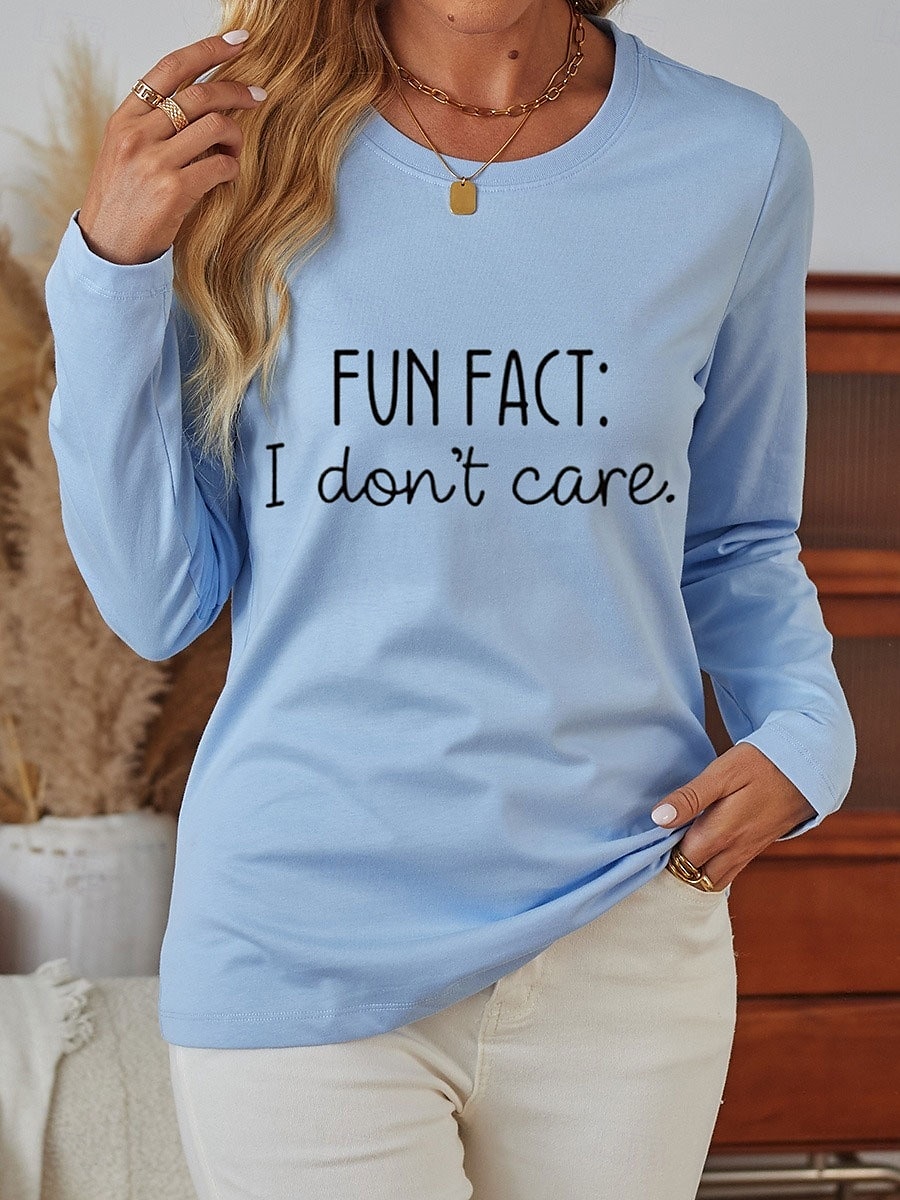 Femme T shirt Lettre Décontractées manche longue Col Rond Hauts réguliers du quotidien Fin de semaine Imprimer Noir Blanche Bleu Automne Hiver de 2025 ? $23.99 –P4