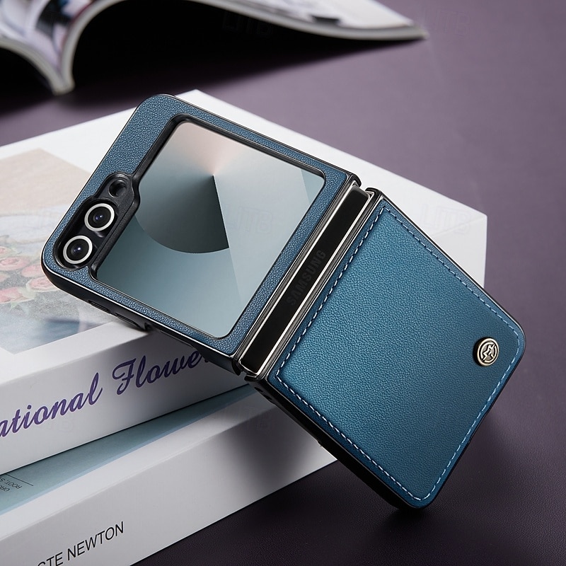 Phone Case For Samsung Galaxy Z Flip 6 Z Flip 5 Back Cover Magnetic Support Wireless Charging Card Slot Retro TPU PU Leather 2025 - $18.99 –P3