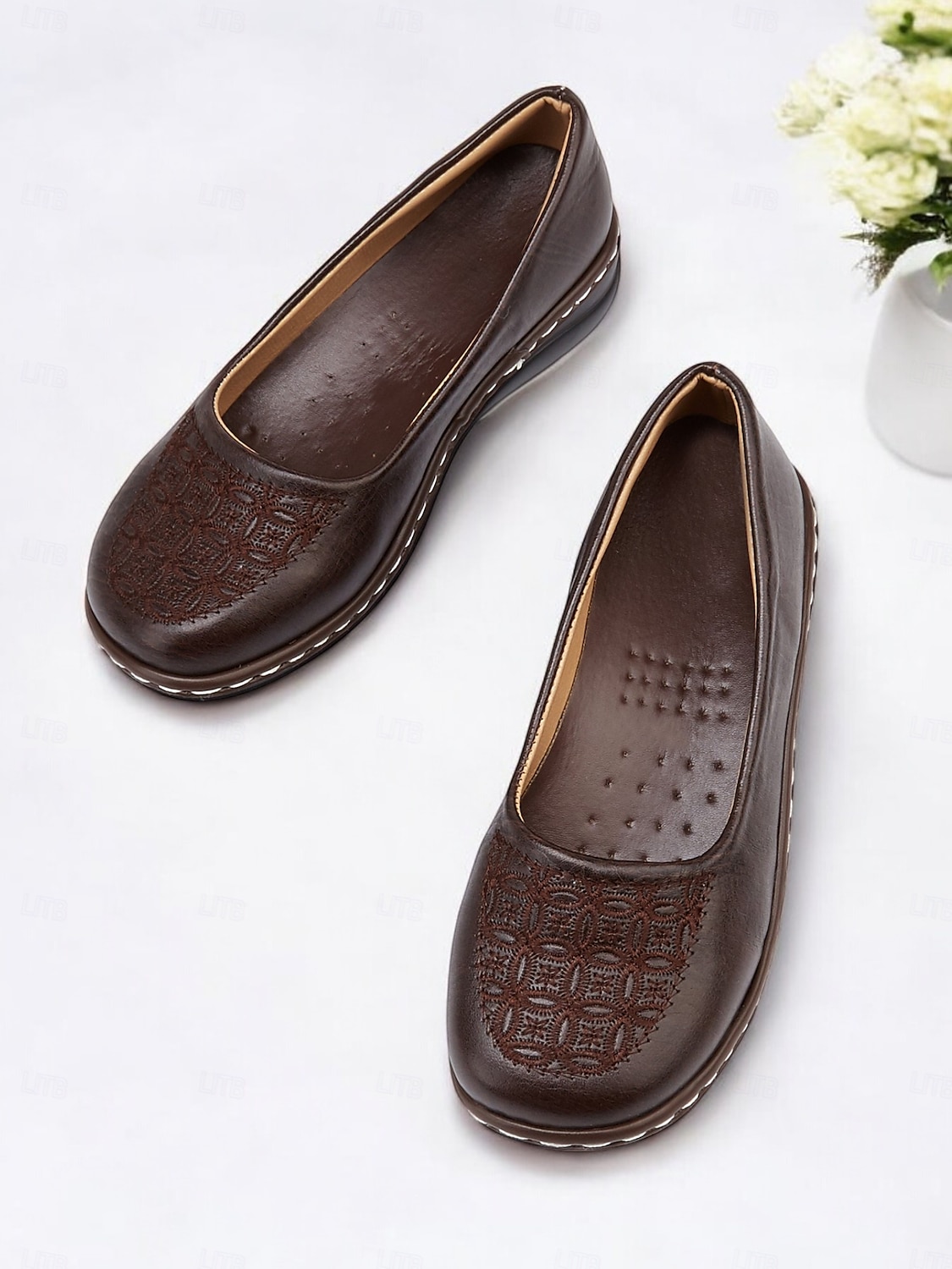 svarte broderte slip-on loafers for kvinner med polstret såle - komfortable fritidsklær for jobb og hverdagsbruk 2025 - $26.99 –P4