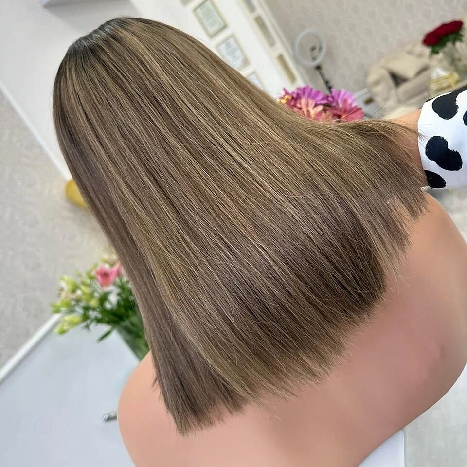 Cabelo virgem não processado Fechamento 5x5 13x4 Lace Front Peruca Bob curto Cabelo Brasileiro Liso Multi Cores Peruca 130% 150% Densidade do Cabelo Cabelo Ombre Cabelo com Luzes / Reflexos Riscas de 2025 por $235.69 –P4