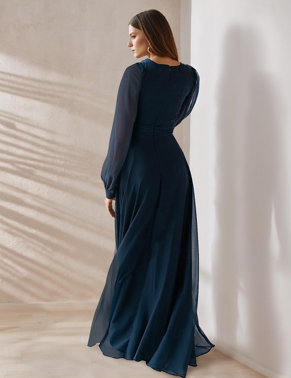 Abito da Mamma della Sposa A-Line Elegante Festa Collo a V Lunghezza Piena Chiffon Pizzo Ricamato Maniche Lunghe Inclusa Giacca con Pieghe 2025 del 2025 a $167.99 –P2