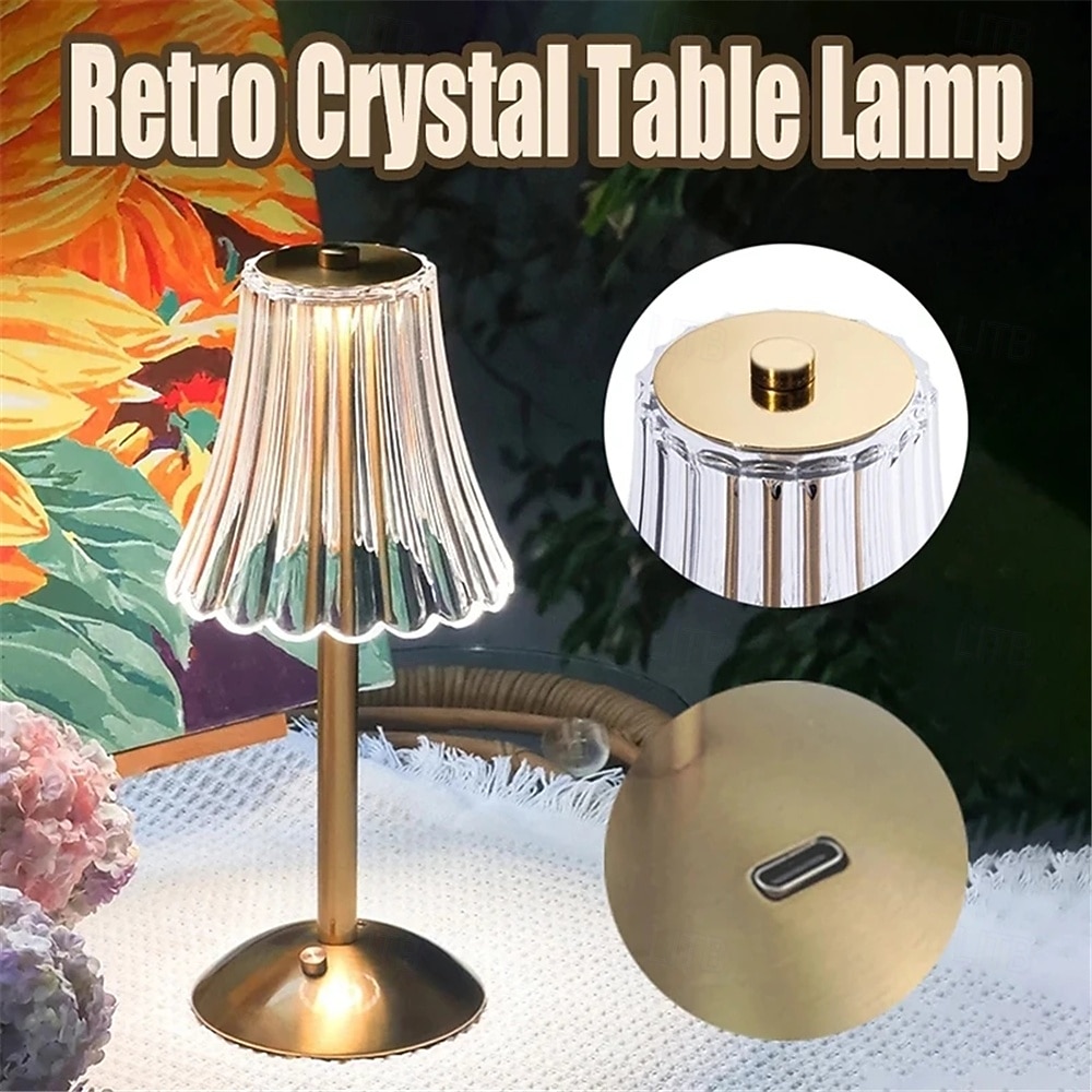 2025年 LED アクリル クリスタル テーブル ランプ - コーヒー ショップ用のワイヤレス USB 充電式タッチ ナイト ライト  コレクション – $59.99 –P5