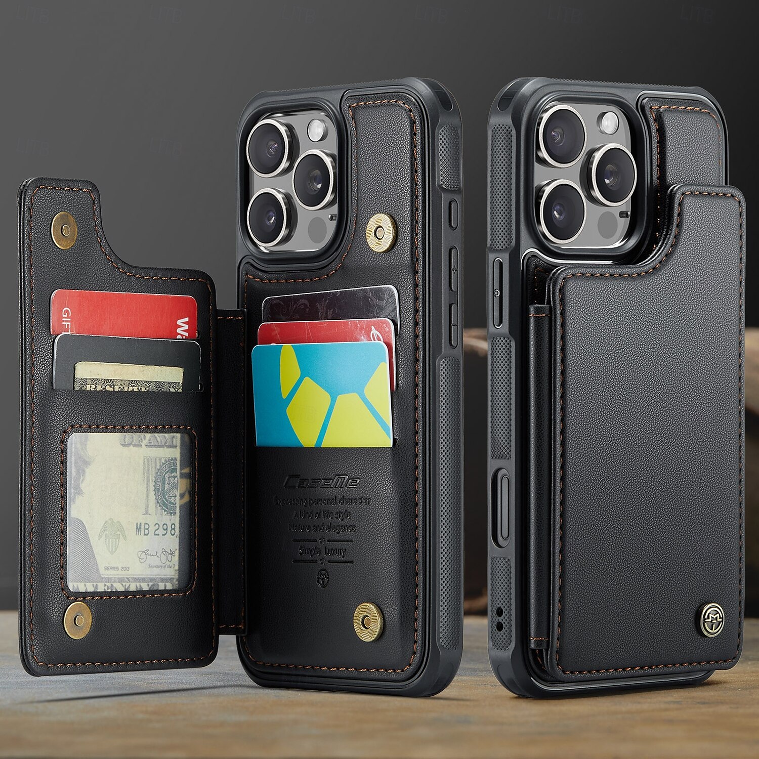 Phone Case For iPhone 16 Pro Max Plus iPhone 15 Pro Max Plus iPhone 14 13 12 11 Pro Max Plus Back Cover with Stand Holder Card Slot Shockproof Retro TPU PC 2025 - $18.99 –P14