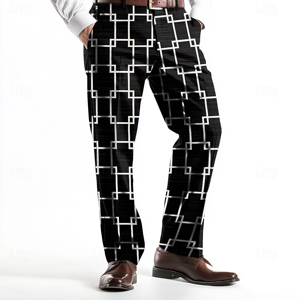 Homme Plaid Formes Géométriques pantalon de costume Pantalon Taille médiale Vêtement décontracté Mariage Vacances Cadeaux pour la fête des papas Pantalon droit Devant plat Eté Printemps Automne 3D de 2025 ? $35.99 –P1