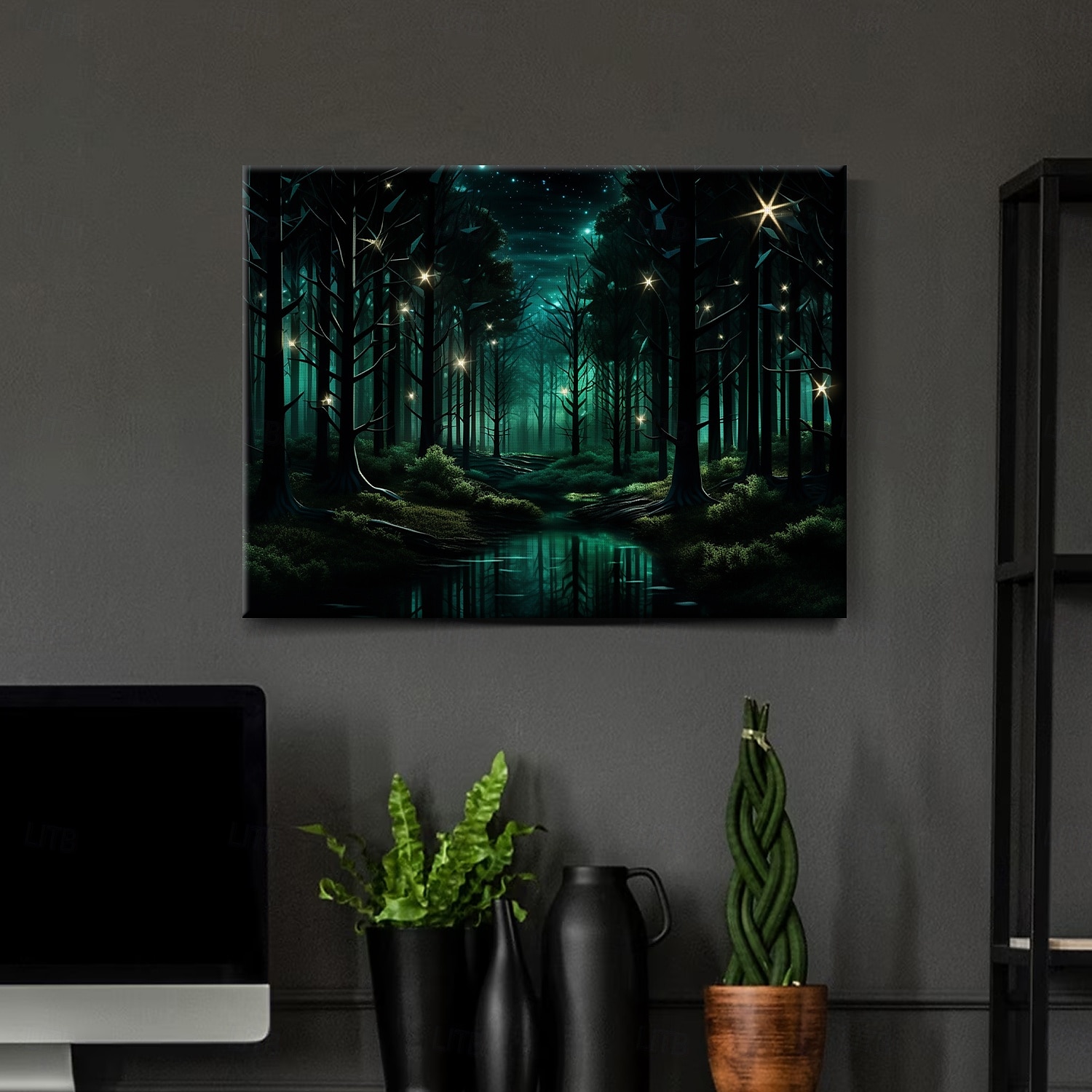 Forest Twinkle LED Canvas Wall Art Stained Glass Printing LED Lighted Up Wall Decor 2AA Battery Operated Lighted Canvas Print LED Light Kitchen Bedroom or Home Decor 2025 - $50.99 –P1