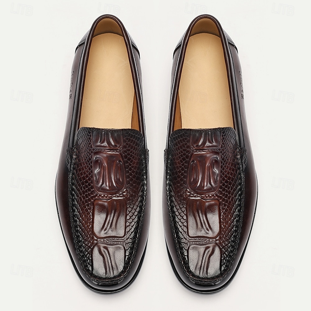Herr Tofflor och Slip-Ons Läder Italienskt fullkornigt kohud Bekväm Halksäker Loafers Kaffe 2025 - $94.99 –P4