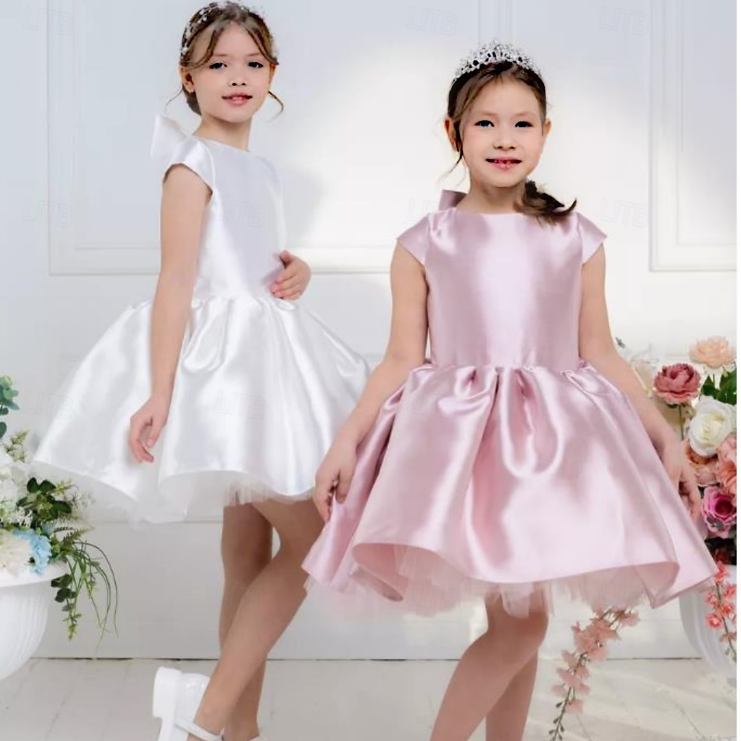 kinderkleidung Mädchen Blumenmädchen Kleid Kleid für die Erstkommunion Party Kleid Feste Farbe Ärmellos Leistung Hochzeit Party Gitter Prinzessin Süß Gitter Mitte der Wade Etuikleid Tüll-Kleid Sommer 2025 - $79.99 –P19