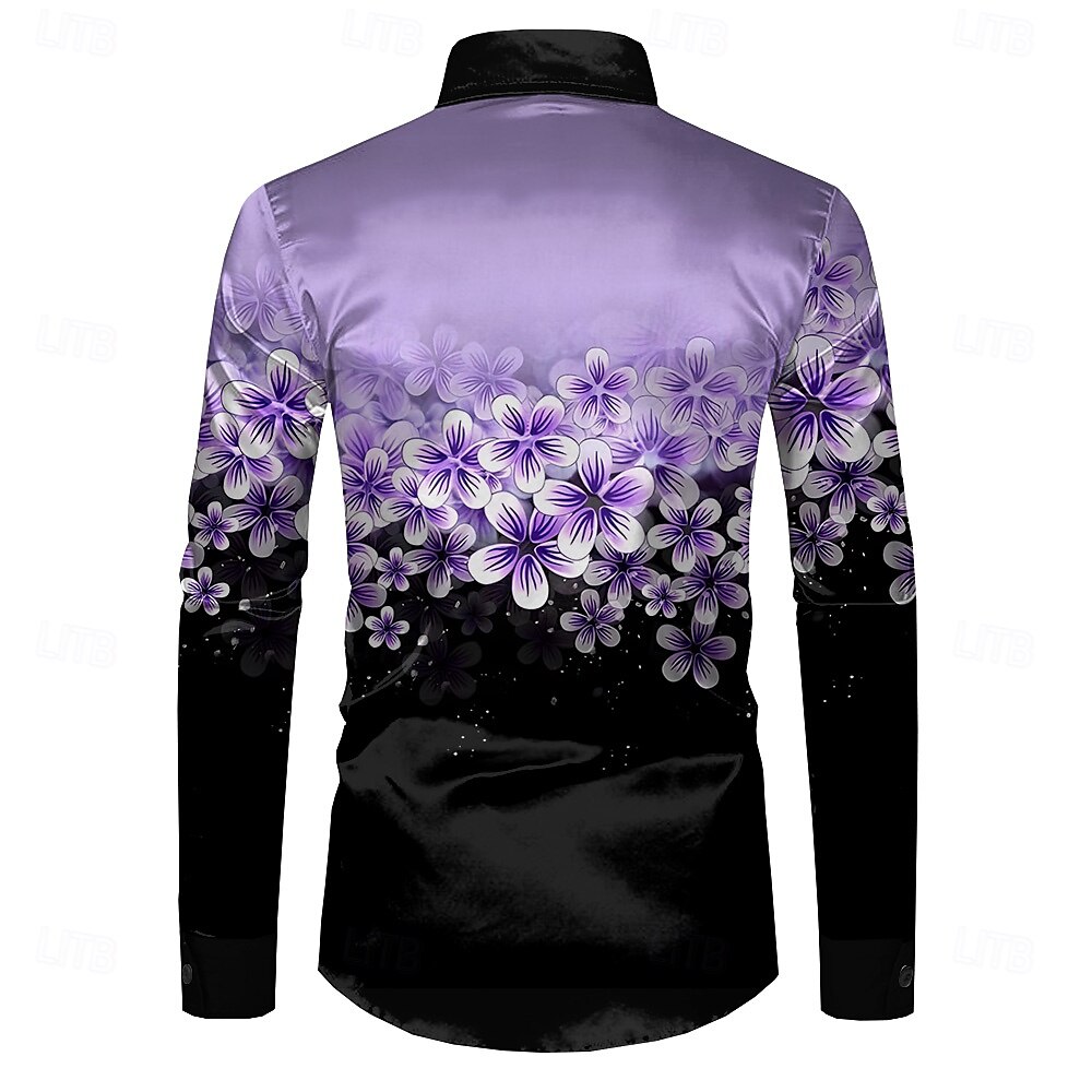 Homme Floral Chemise décontractée Chemise boutonnée manche longue Décontractées Soirée Cadeau Casual Printemps Automne Col rabattu Boutonner Jaune Bleu Violet Vert Gris de 2025 ? $31.99 –P6