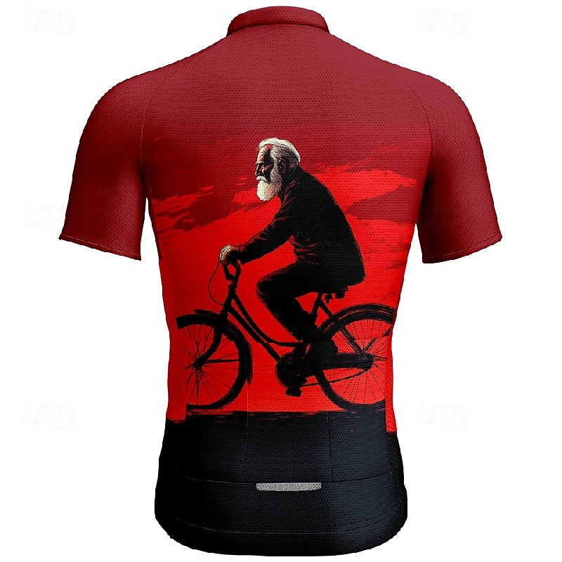 2025年 男性用 サイクリングジャージー グラフィック 半袖 バイク Tシャツ ジャージー 3つのリアポケット付き マウンテンサイクリング 速乾性 人間工学デザイン ウィッキング 高通気性 スポーツ レッド バーガンディー オレンジ 衣類  コレクション – $28.99 –P15