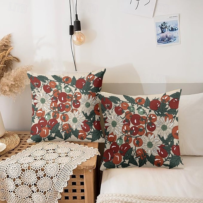 Housse de coussin décorative 1 pièce, housse de coussin carrée douce pour chambre à coucher, salon, canapé, chaise, tomates de 2025 ? $12.99 –P2