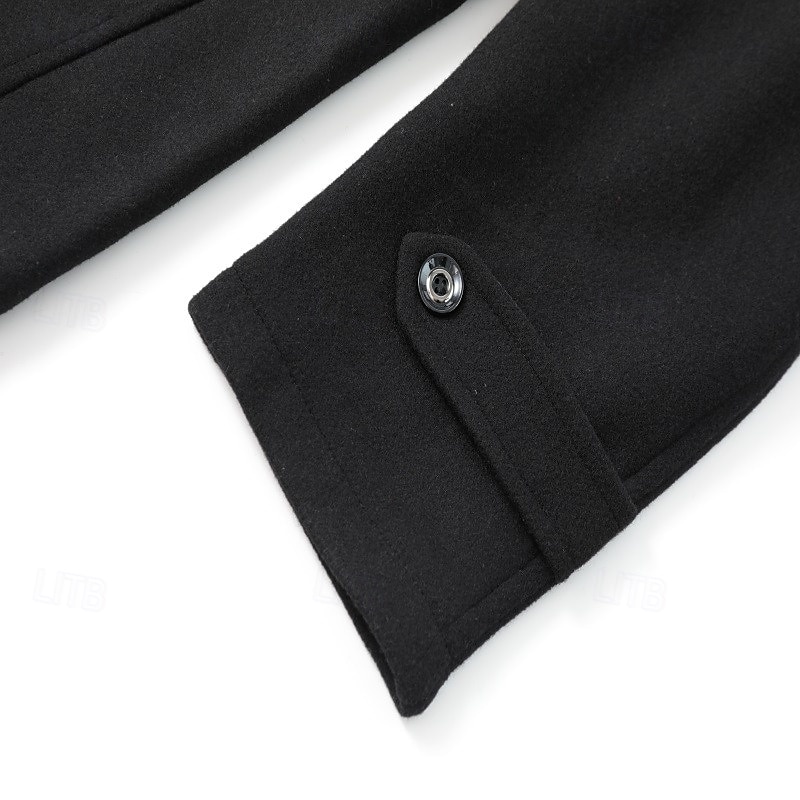 Hombre Abrigo de invierno Abrigo de lana Sobretodo Abrigo corto Exterior Trabajo Otoño invierno Lana Resistente al Viento Templado Ropa de calle Ropa Brasieres Esencial Color sólido Cuello enrollado 2025 - $88.99 –P19
