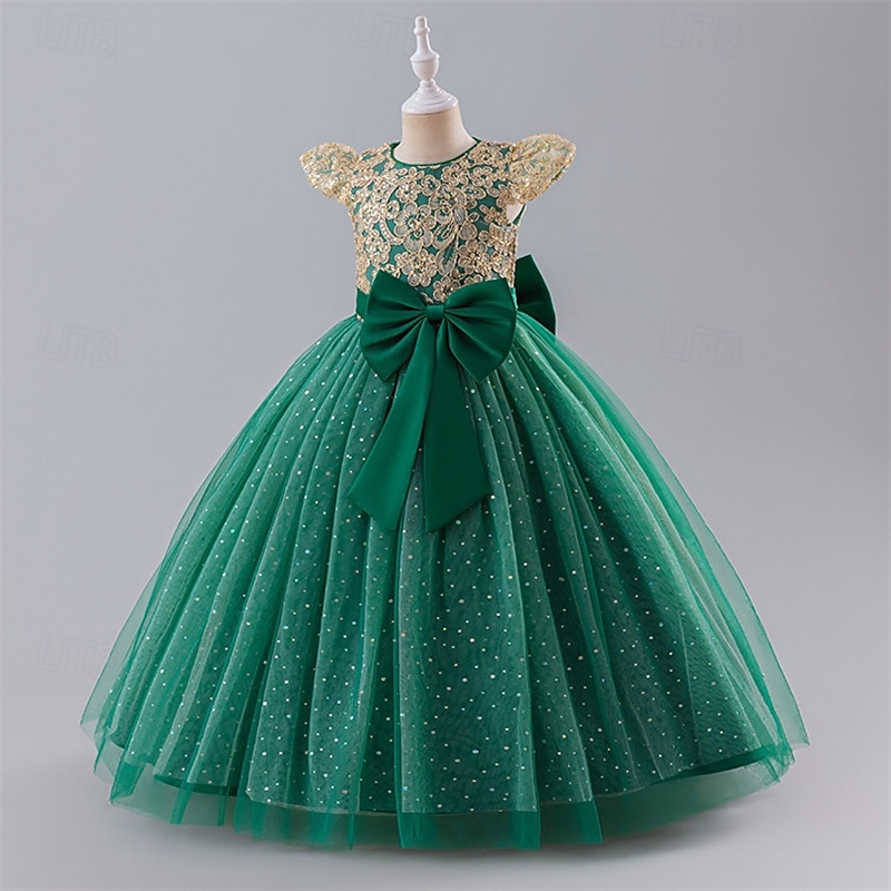 kinderkleidung Mädchen Blumenmädchen Kleid Party Kleid Farbblock Ärmellos Leistung Hochzeit Party Krawattenknoten Schön Süß Polyester Maxi abendkleider Schaukelkleid A Linie Kleid Sommer 4 Jahre + 2025 - $47.99 –P18