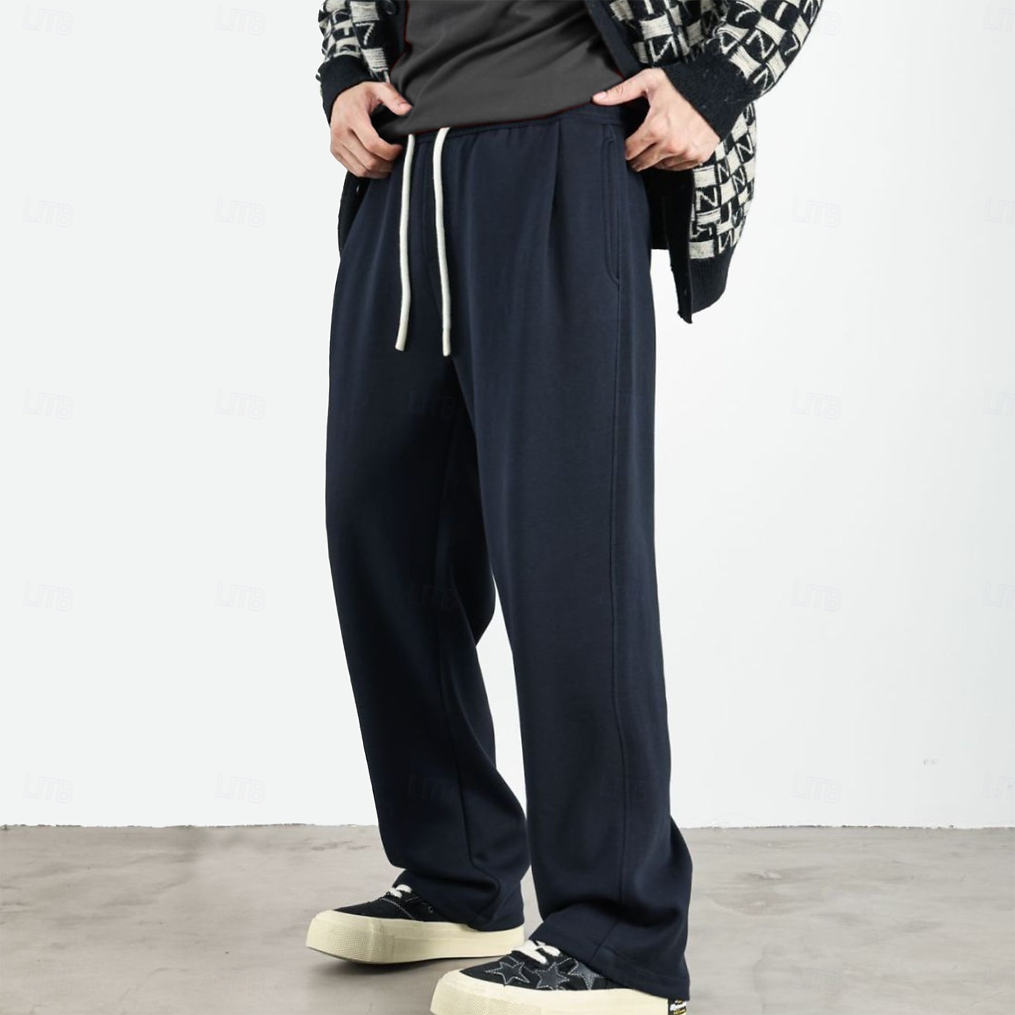 Herre Atletisk bukser Aktive bukser Aktiv Joggere Helfarge Full lengde utendørs Feriereise Hjem Sport Mote Navyblå Beige Mikroelastisk 2025 - $26.99 –P7