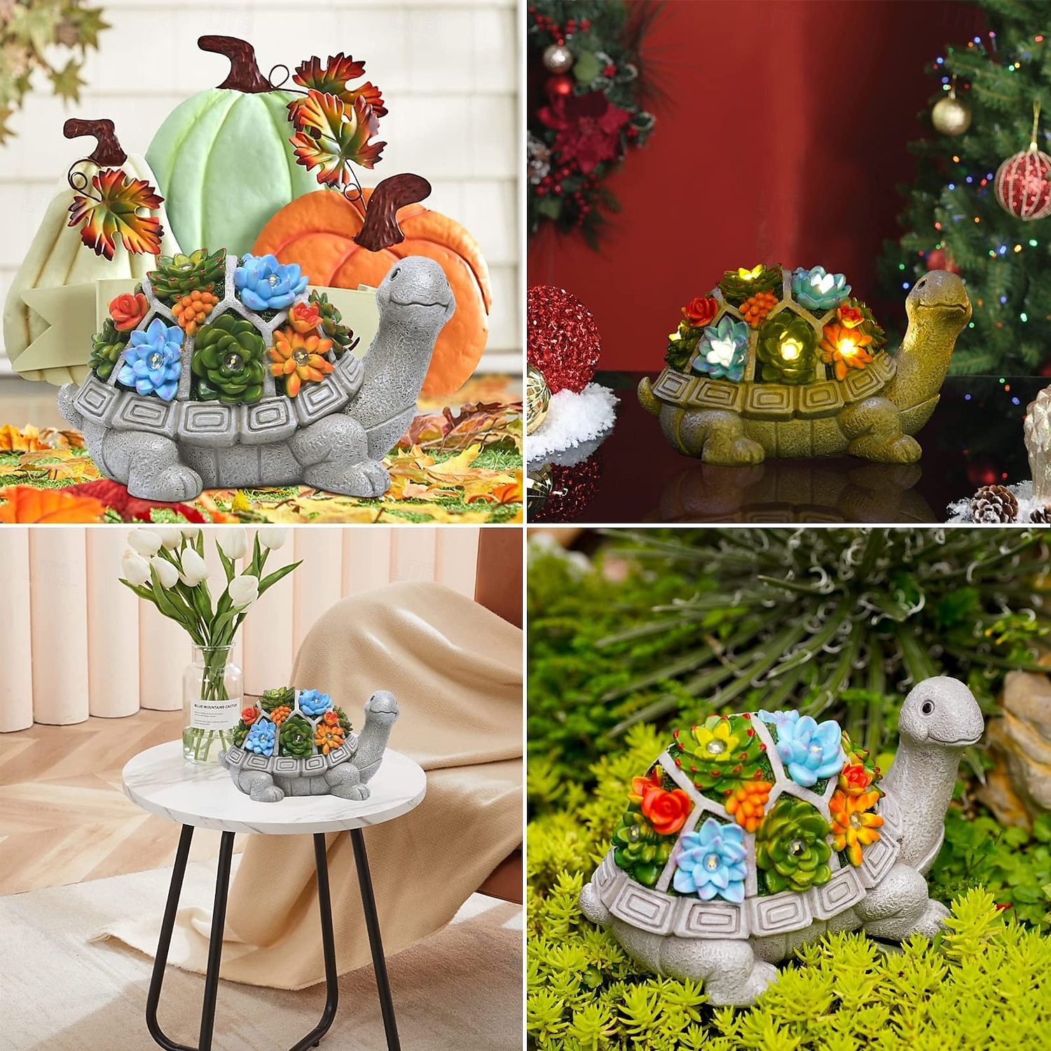 solar skilpadde statue lys - utendørs hage ornament med saftige led lys for uteplass, balkong, hage, plen dekor - unik innflyttingsgave 2025 - $81.99 –P2