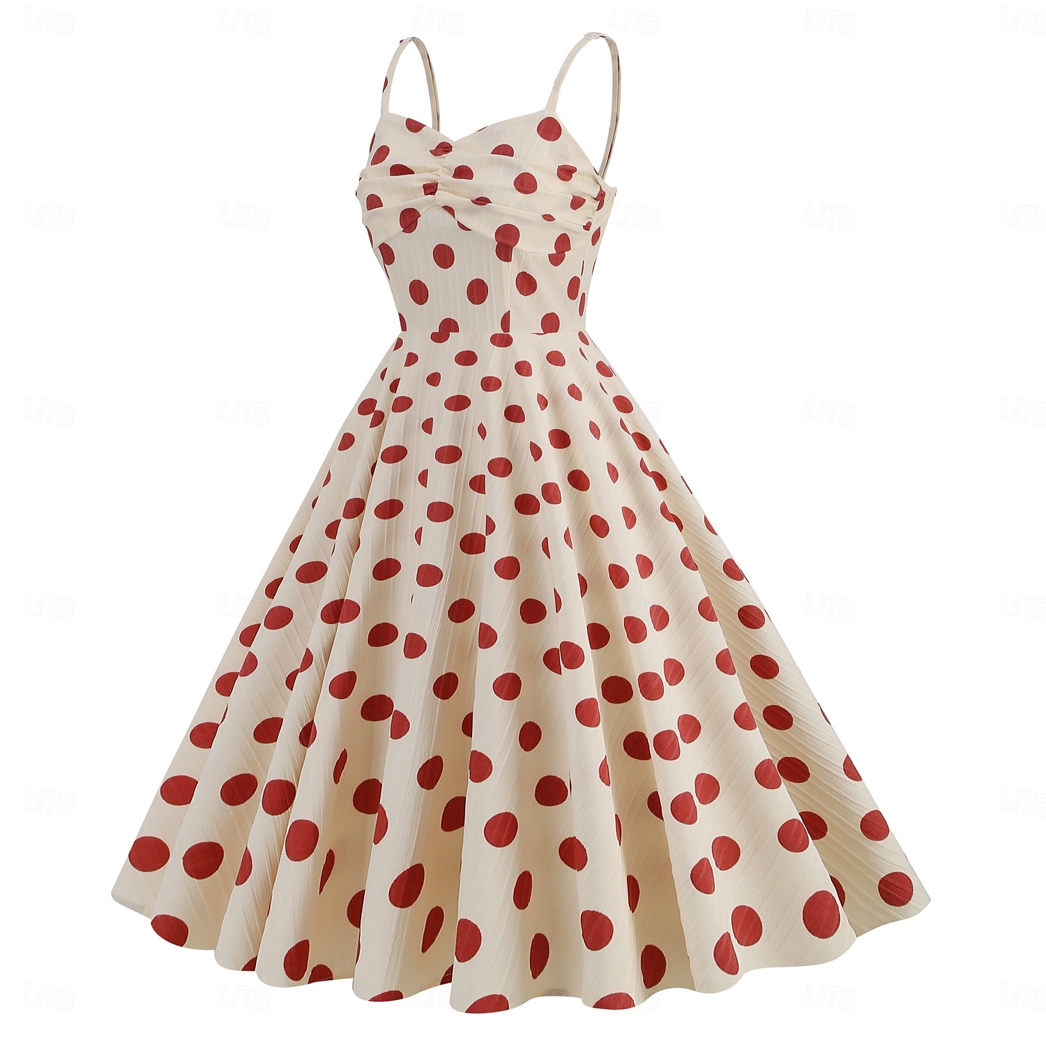 Retro Vintage 1950er Rockabilly Knielang Kleid Swing-Kleid Ausgestelltes Kleid Spaghetti-Träger Tupfen Kariert / Gingham A-Linie Damen Karneval Urlaub Alltagskleidung Junggesellinnenabschiedsparty 2025 - $34.99 –P11