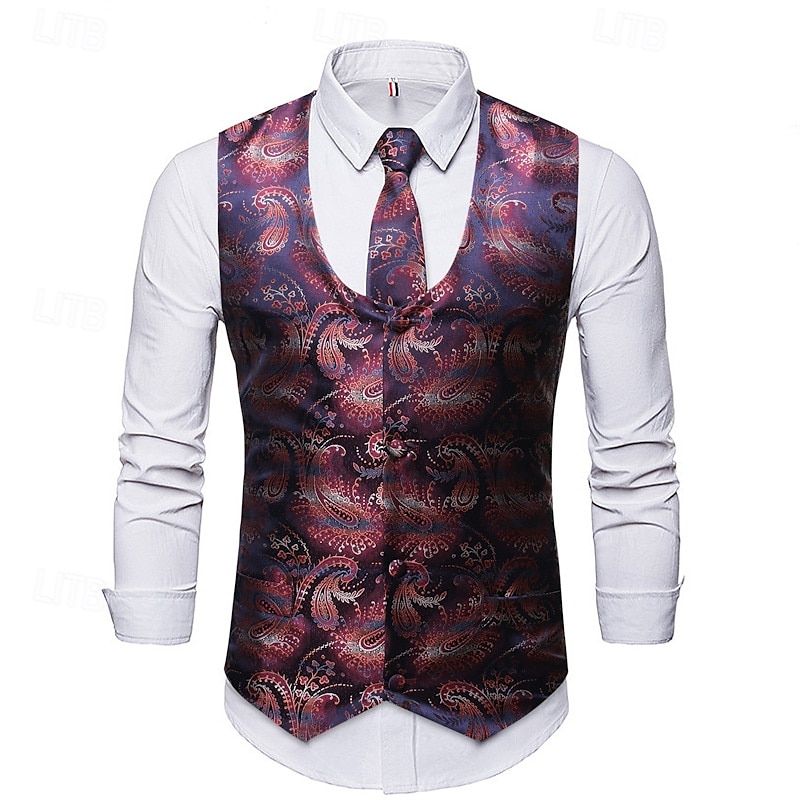Retro Řvoucí 20s 20. léta 20. století Kamizelka Vesta Velký Gatsby Gentleman Kašmírový vzor Retro Maškarní kostým Pánské Vánoce předvečer Všech svatých Karneval Výkon loučení se svobodou nevěsty 2025 - $35.99 –P3