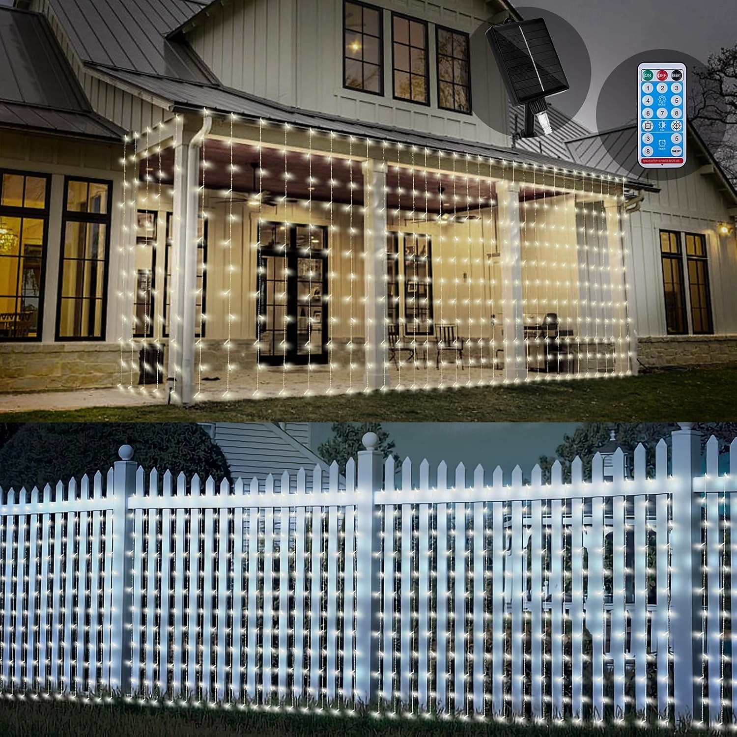 luci a stringa da 3 m alimentate ad energia solare 300 LED con telecomando a 13 tasti bianco caldo bianco freddo blu luci natalizie per interni festa matrimonio 1 pz del 2025 a $32.99 –P11