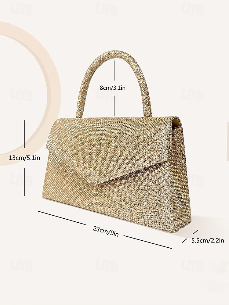 Dames Koppeling Avondtasje Schoudertassen Klep tas Polyesteri Feest Bruiloft Ketting Grote capaciteit Multi-dragen Effen Kleur Zilver Zwart Lichtbruin 2025 - $24.99 –P9