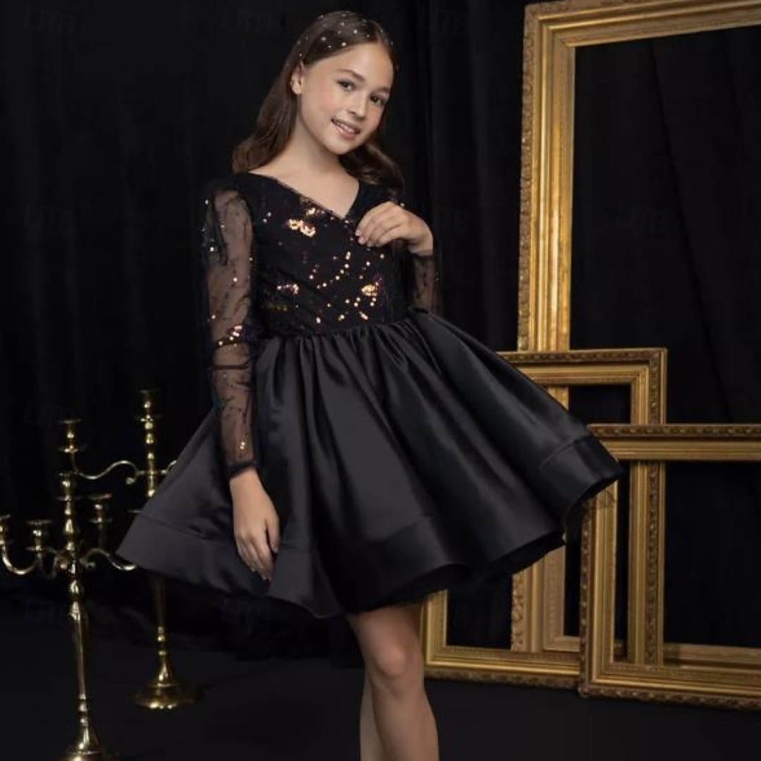 Děti Dívčí Květinové dívčí šaty Šaty pro první přijímání Šaty na párty Pevná barva Dlouhý rukáv Výkon Svatební Párty Síťka Princeznovské Sladký Síťka Do půli lýtek Plášťové šaty Tylové šaty Léto Jaro 2025 - $79.99 –P7
