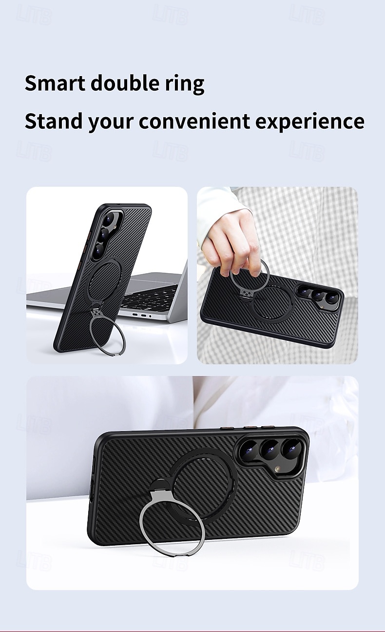 Phone Case For Samsung Galaxy S24 S24 Ultra Plus S23 S23 Ultra S25 Ultra Back Cover with Stand Holder Magnetic Support Wireless Charging Retro TPU PC 2025 - $23.99 –P2