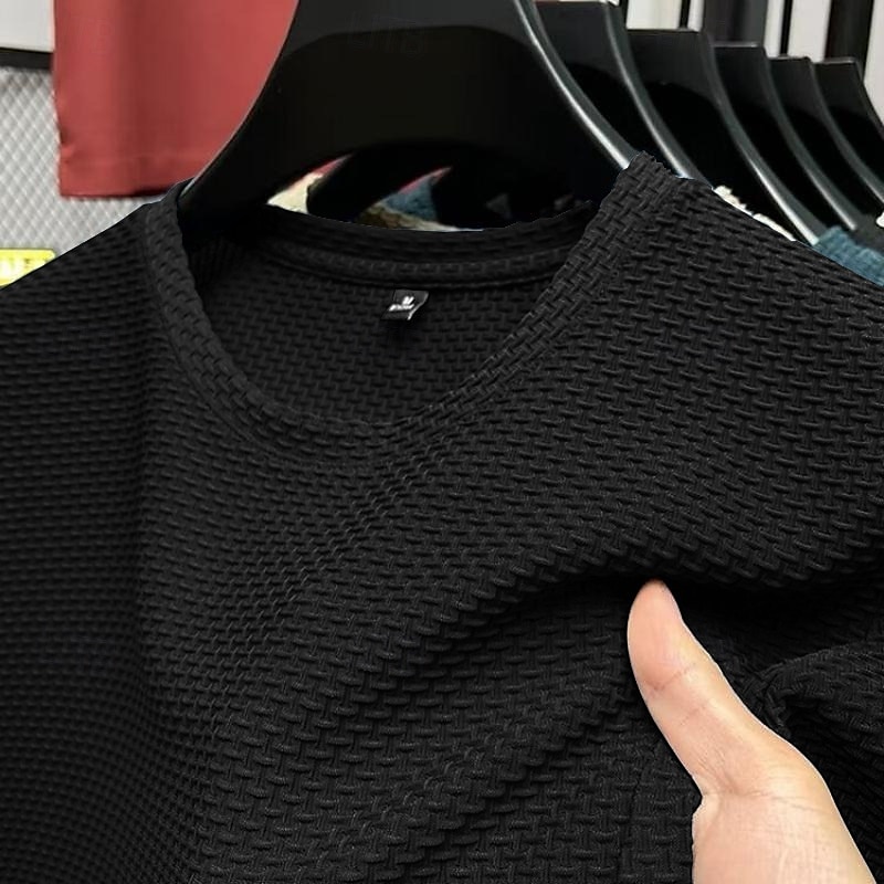 Men's Waffle Tee Cool Shirt Tee Top Short Sleeve Crew Neck Summer Striped Vintage Fashion Crewneck Work Office / Career Casual Black White Navy Blue Top Tee for Men 2026 - $13.49 –P8