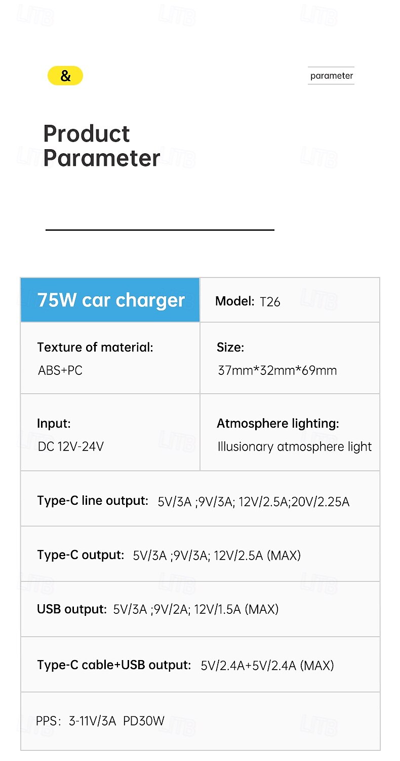 2 Usb A/C Port 1 Type C Cable Car Charger 45W Type C Fast Charging And Usb Car Charger 2025 - $31.99 –P13