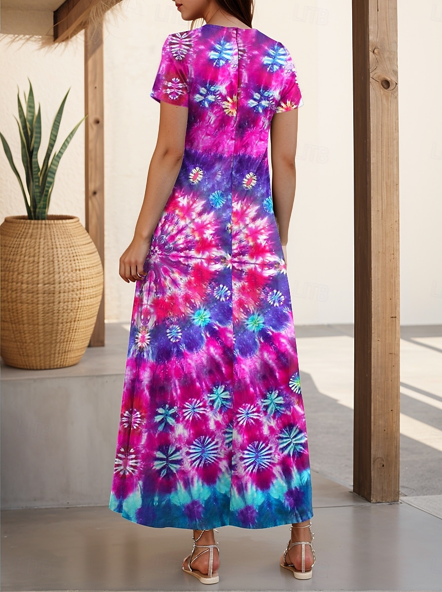 Damen Maxikleid Lässiges Kleid Strandkleid Shift Kleid Stilvoll Lässig Drop Shoulder Urlaub Täglich Reguläre Passform Floral Kurze Ärmel V-Ausschnitt Lila Frühling Herbst 2025 - $28.99 –P2