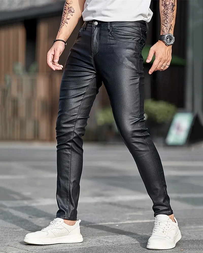Homens Calças cônicas Calças Lederhosen Botões Bolsos Tecido Conforto Ao ar livre Diário Moda Casual Preto Micro-Elástica de 2026 por $24.99 –P5