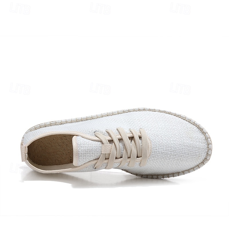 scarpe espadrillas da uomo in tela beige con lacci e suola in corda di juta – comode calzature estive casual del 2025 a $32.99 –P15