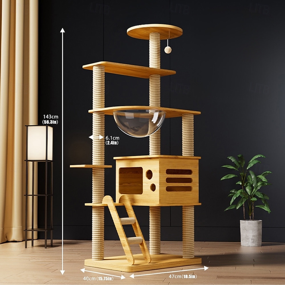 56.3" Cat Tree/Cat Tree House and Towers for Large Cat/Cat Climbing Tree with Cat Condo/Cat Tree Scratching Post/Multi-Level Large Cat Tree 2025 - $243.29 –P2