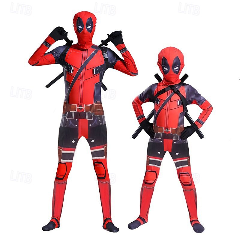 Deadpool og Wolverine Deadpool Cosplay kostyme Bodysuits Film-Cosplay for Herre Gutt Voksen Barn Karneval Maskerade Fest / aften 2025 - $57.99 –P1