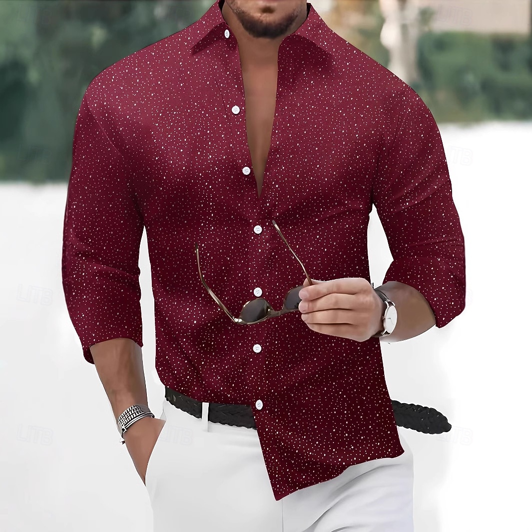 Per uomo Camicia Camicia estiva Maglietta informale Camicia con bottoni Nero Bianco Rosso Blu marino scuro Azzurro Manica lunga A pois Colletto Da mare Casual / quotidiano Abbigliamento Di tendenza del 2026 a $26.99 –P5