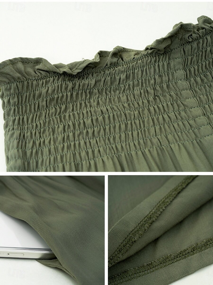 Dam Kinesiska Damasker Mode Streetwear Fullängd Hög midja Slät Ficka Elastiskt midjeband Bekväm Mjuk Microelastisk Utomhus Gata Militärgrön Brun Sommar Vår Normal 2025 - $29.99 –P12