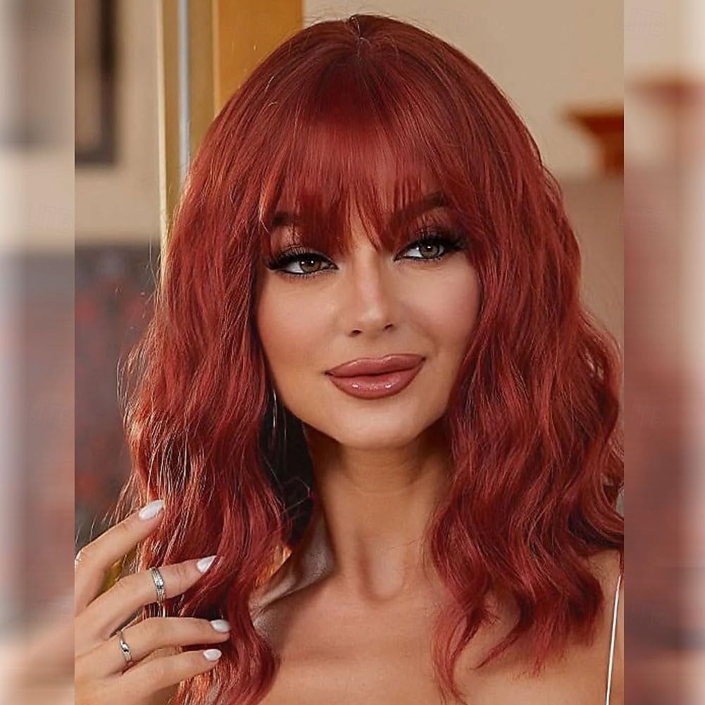 perruque avec frange perruques courtes ondulées pour femmes perruques bob bouclées longueur d'épaule perruques synthétiques résistantes à la chaleur pour Halloween cosplay utilisation quotidienne de de 2025 ? $18.49 –P1