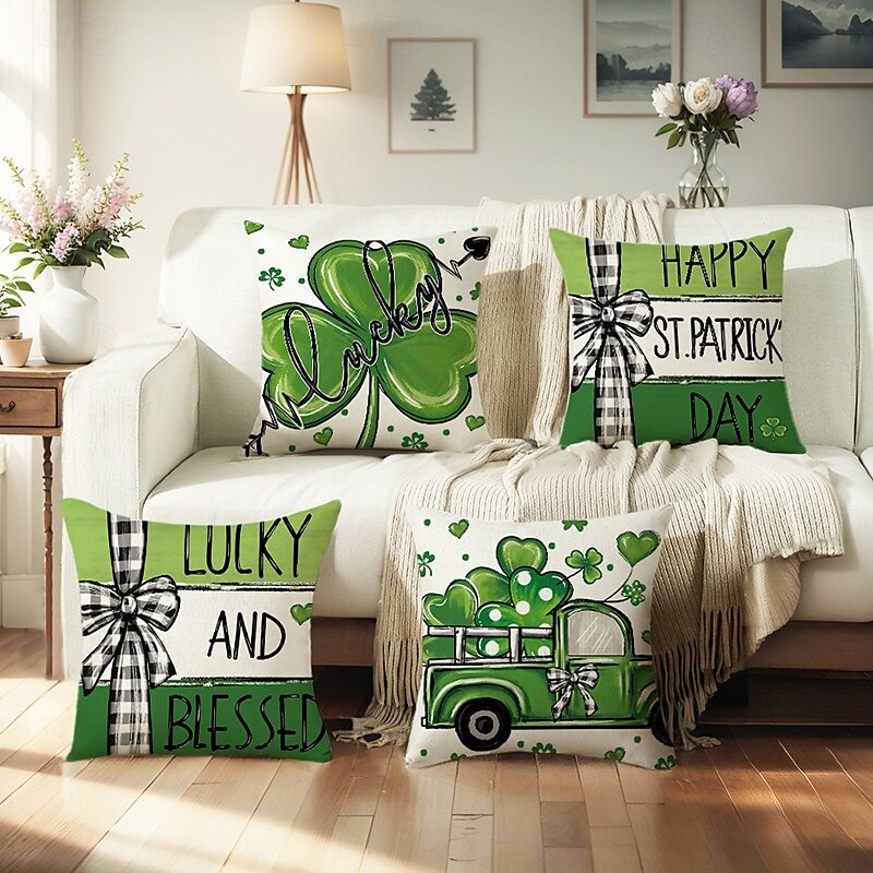 Decorative Toss Pillows Cover Saint Patrick's Day 1PC Shamrock Soft Square Cushion Case Pillowcase for Bedroom Livingroom Sofa Couch Chair 2025 - $12.99 –P1