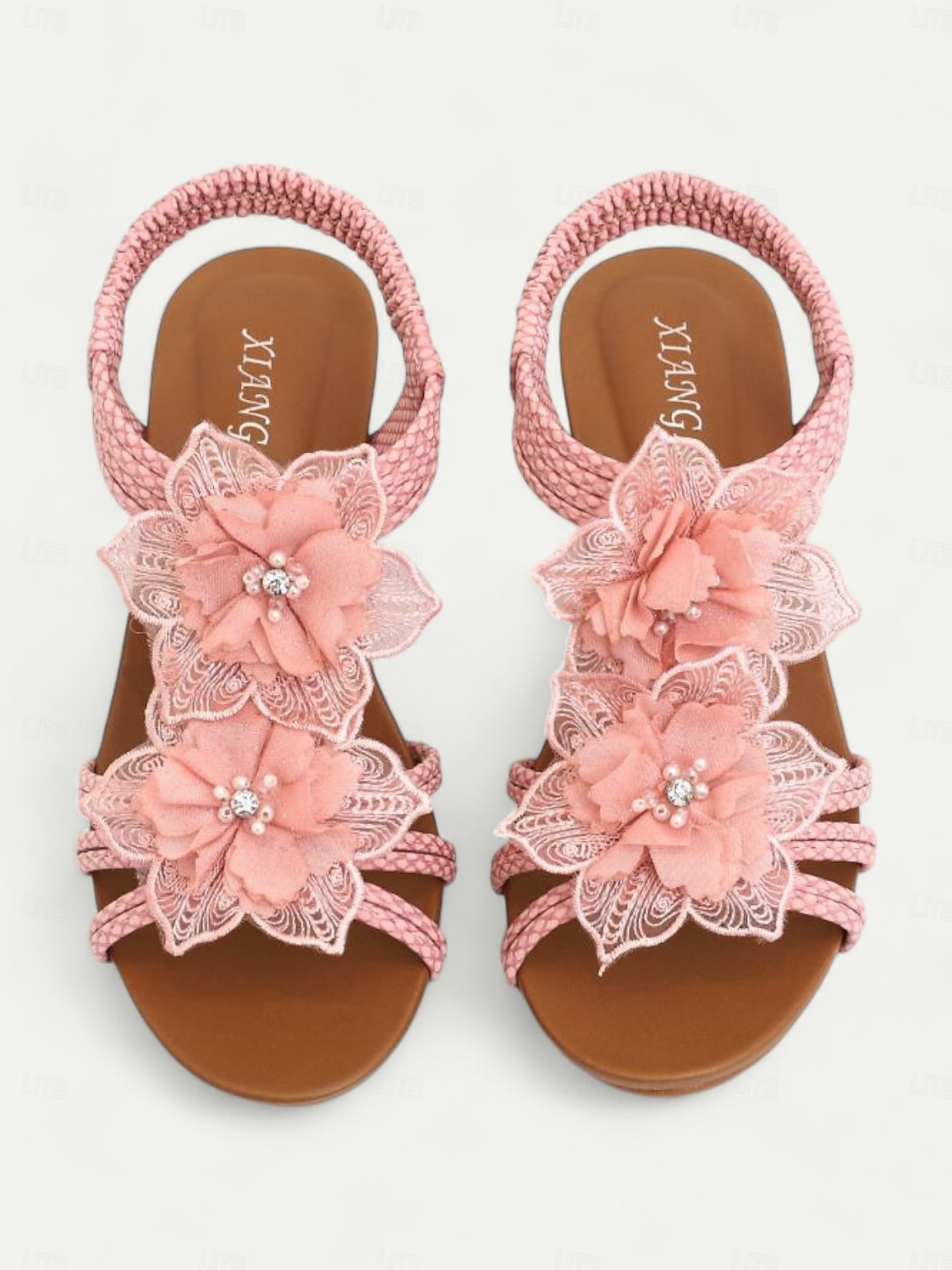 sandálias femininas estilo boêmio marrom com salto plataforma e detalhes florais - sandálias confortáveis de verão para praia e passeios casuais de 2026 por $34.99 –P1