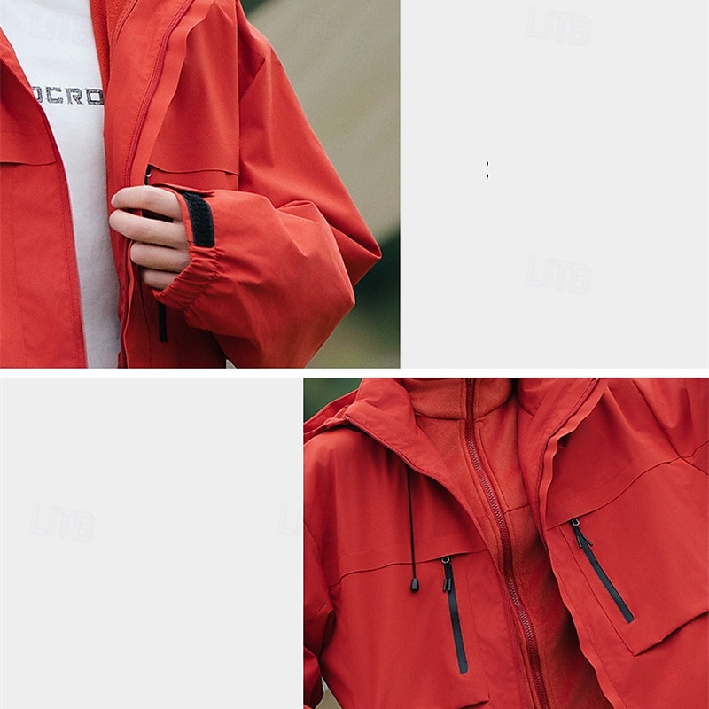 Women's Softshell Jacket Hiking Jacket Winter Outdoor Color Block Thermal Warm Windproof Water Resistant 3-in-1 Jacket Winter Jacket Fleece Jackets Traveling Black Ivory Pink Red Orange 2025 - $108.99 –P18