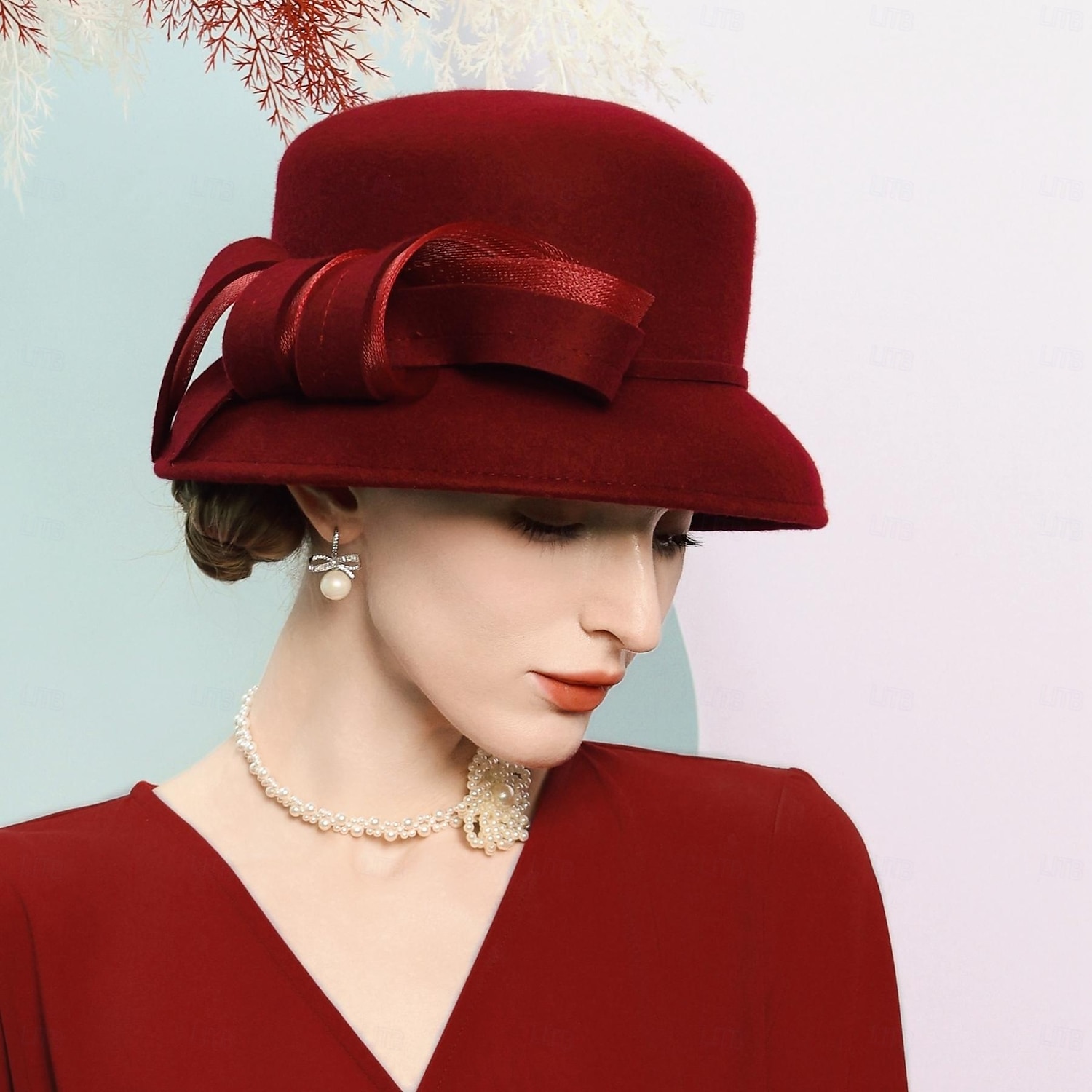 hatter 100% ull bowler / cloche lue bøtte lue bryllup teselskap elegant bryllup med bowknot skjøting hodeplagg hodeplagg 2025 - $74.99 –P14