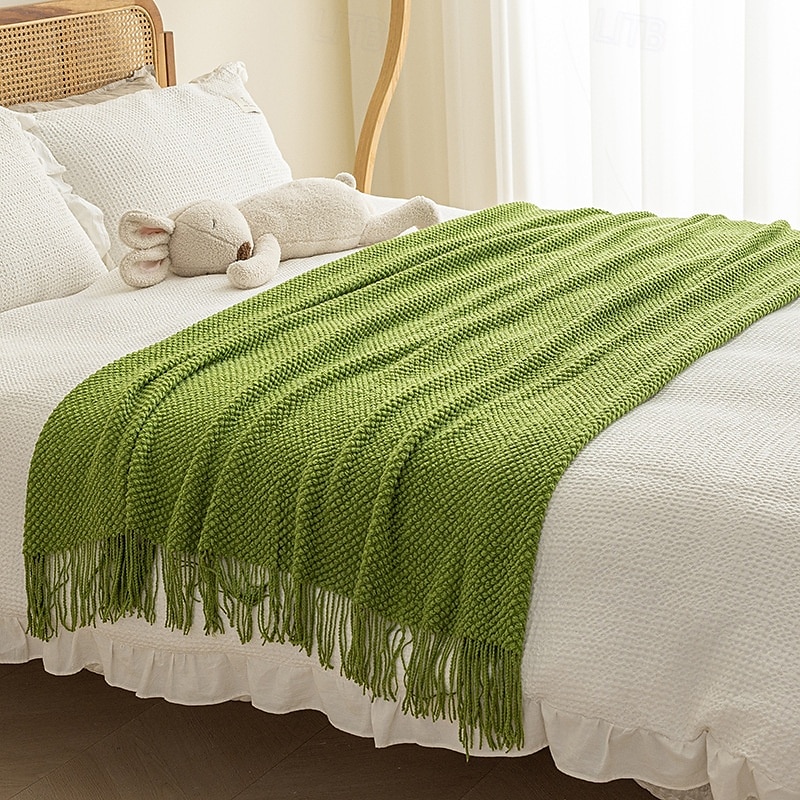 Throw Blanket with Tassel, Knit Throw Blankets Soft Cable Knitted Throw Blankets for Couch Stripe Spring Fall Blanket for Bed Sofa Cozy Lightweight Throw Blankets Scarf for Girls Boys 2025 - $30.99 –P1