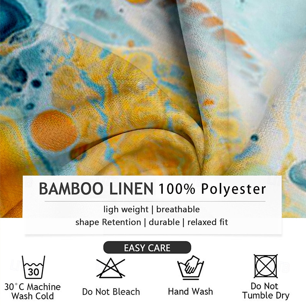Męskie Ocean Koszula hawajska Koszula Aloha Długi rękaw Hawajskie Ośrodek wczasowy Urlop Codzienny Lato Wiosna Kołnierz stawiany Żółty 2025 - $22.99 –P3