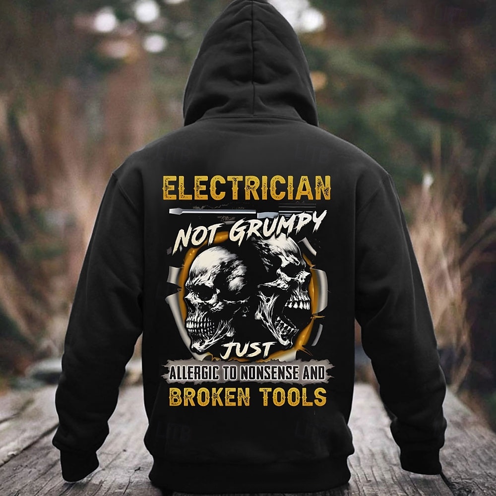 Men's Electrician Hoodies Sweatshirt Fashion Long Sleeve Crew Neck Holiday Streetwear Black Blue Drawstring Fall Winter Designer 2025 - $29.99 –P2