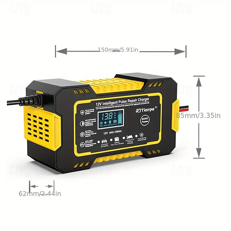 Intelligent 12V Car Battery Charger & Maintainer - 6A Pulse Repair LCD Display AGM GEL SLA & Wet Cell Temperature Compensation 4-100Ah Range 2025 - $56.99 –P7