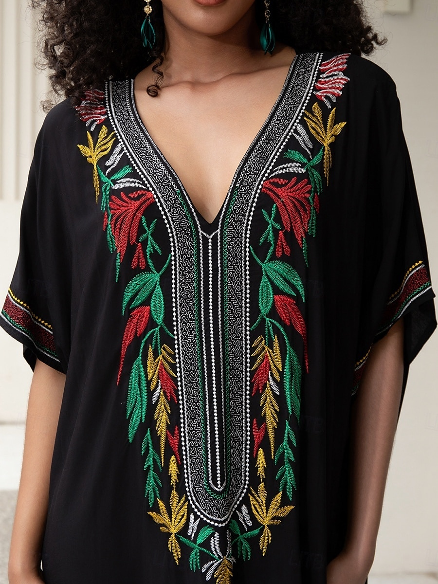 Femme Robe Maxi Robe casual robe boheme Décontractées Vacances du quotidien Standard Floral Demi Manches Col V Rouge Bleu Dorée Eté Printemps Automne de 2025 ? $41.99 –P11