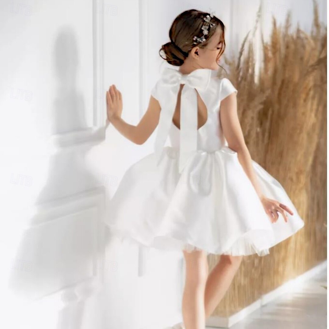 kinderkleidung Mädchen Blumenmädchen Kleid Kleid für die Erstkommunion Party Kleid Feste Farbe Ärmellos Leistung Hochzeit Party Gitter Prinzessin Süß Gitter Mitte der Wade Etuikleid Tüll-Kleid Sommer 2025 - $79.99 –P12