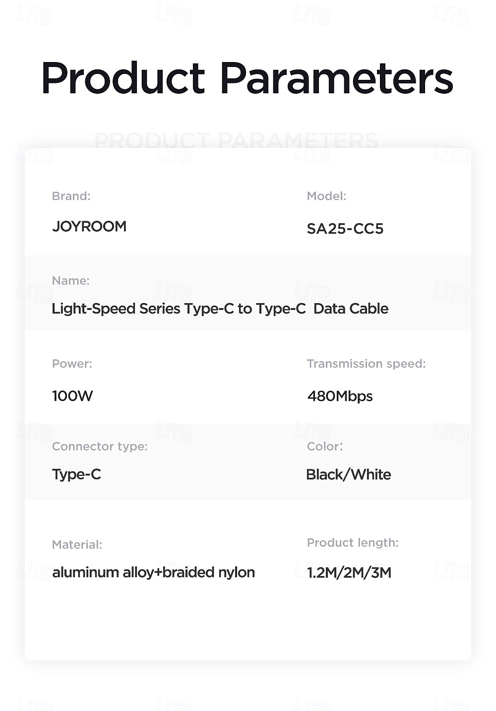 2025年 1パック Joyroom USBCケーブル 30W 3.9フィート USBCからUSBC 3 A 急速充電 ナイロン編組 用途 サムスン Xiaomi Huawei 携帯電話アクセサリー コレクション – $15.99 –P10