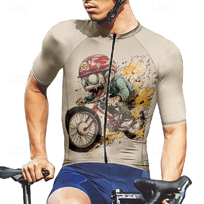 Herr Cykeltröja Grafisk Kortärmad Cykel T-shirt Tröja med 3 bakfickor Bergscykling Snabb tork Anatomisk design Uppsugande Andningsfunktion sporter Svart Kaki Kläder 2025 - $25.99 –P11