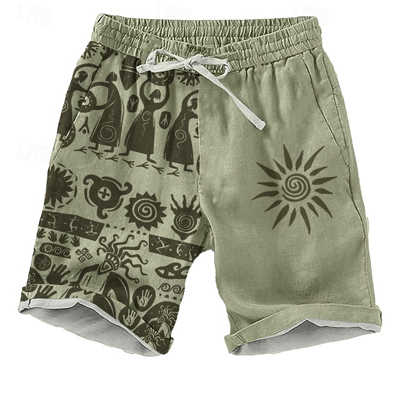 Men's Sun Ethnic Kokopelli Shorts Beach Shorts Casual Shorts Mid Waist Vacation Streetwear Hawaiian Outdoor Casual Holiday Drawstring Side Pockets Designer Clothing Apparel 2025 - $19.99 –P2