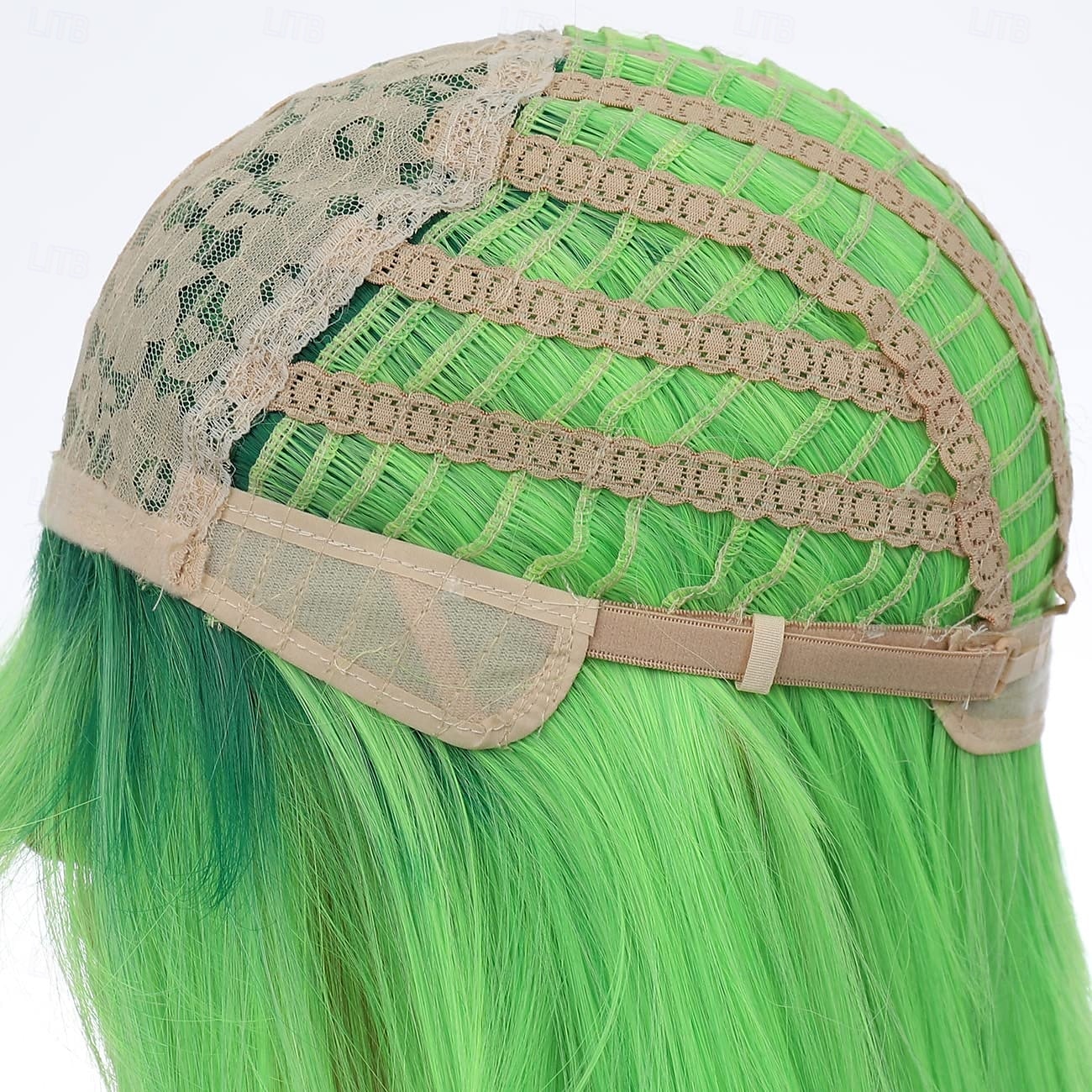 grønn parykk lang bølget grønn parykk med smell limegrønn parykk for kvinner lang ombre grønn parykk cosplay parykk varmebestandig syntetisk parykk for carvinal 2025 - $19.49 –P6